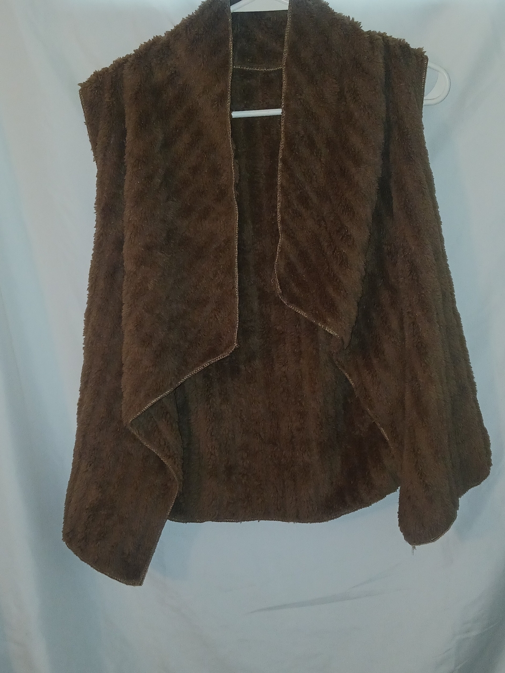 SHEIN Brown Plush Open-Front Teddy Vest